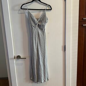 Abercrombie & Fitch Polka Dot Twist Front Midi Dress Gray White Strap Women Sz M